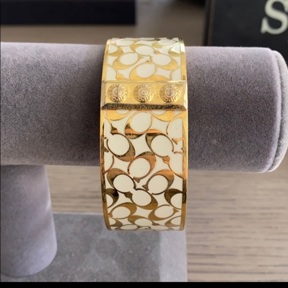 Jewelry - Coach Cream and Gold 1 inch cuff